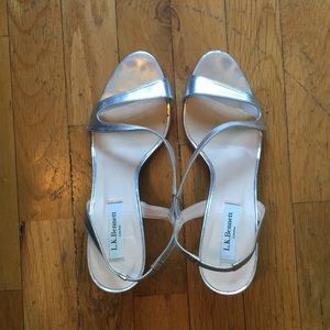 Silver kitten heels by LK Bennet London